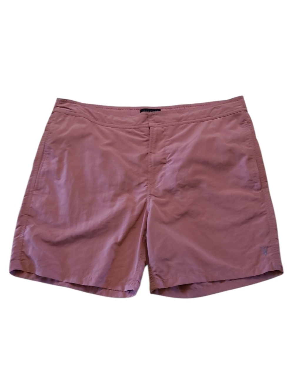 All Saints Mens Ward Swim Shorts in Salmon Red Pink Swim Trunk Tie Waist